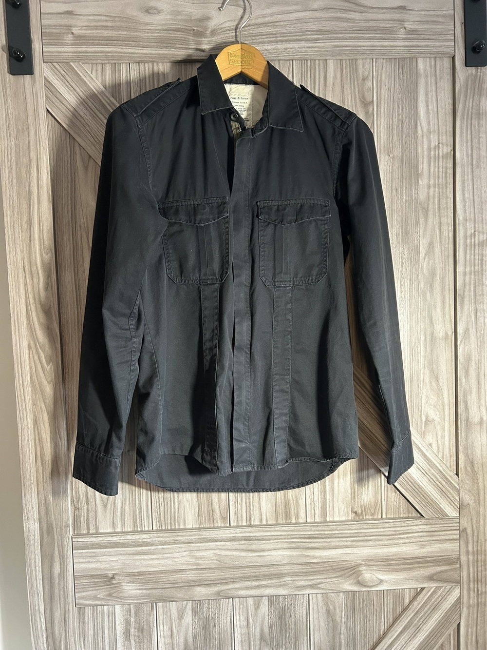 Rag & Bone Men's Black Pleated Military Utility Overshirt Size Small